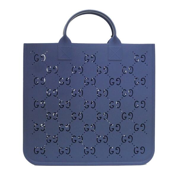 AUTHENTIC GUCCI GG Monogram Rubber Tote Bag Light Blue Brand New - Picture 3 of 6